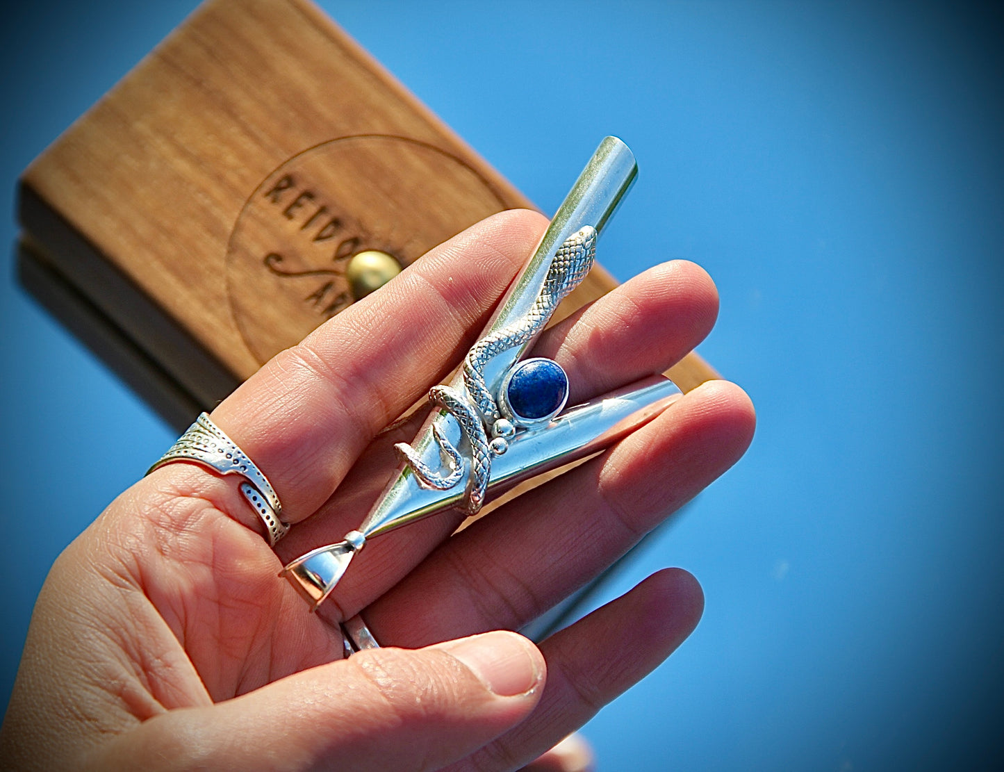 Lapis Lazuli Serpent w/ wooden box