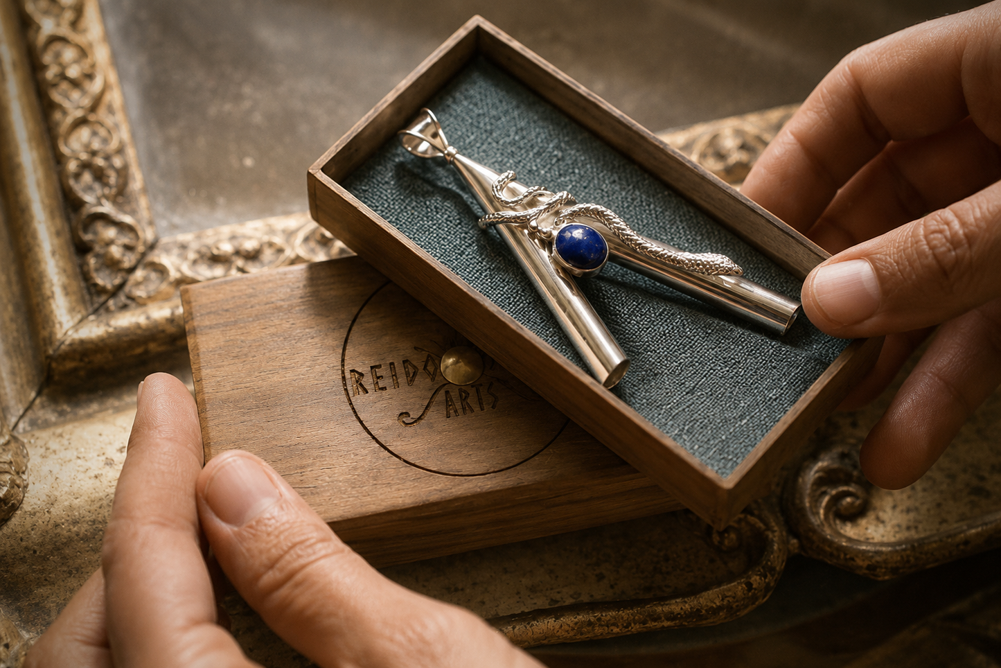 Lapis Lazuli Serpent w/ wooden box