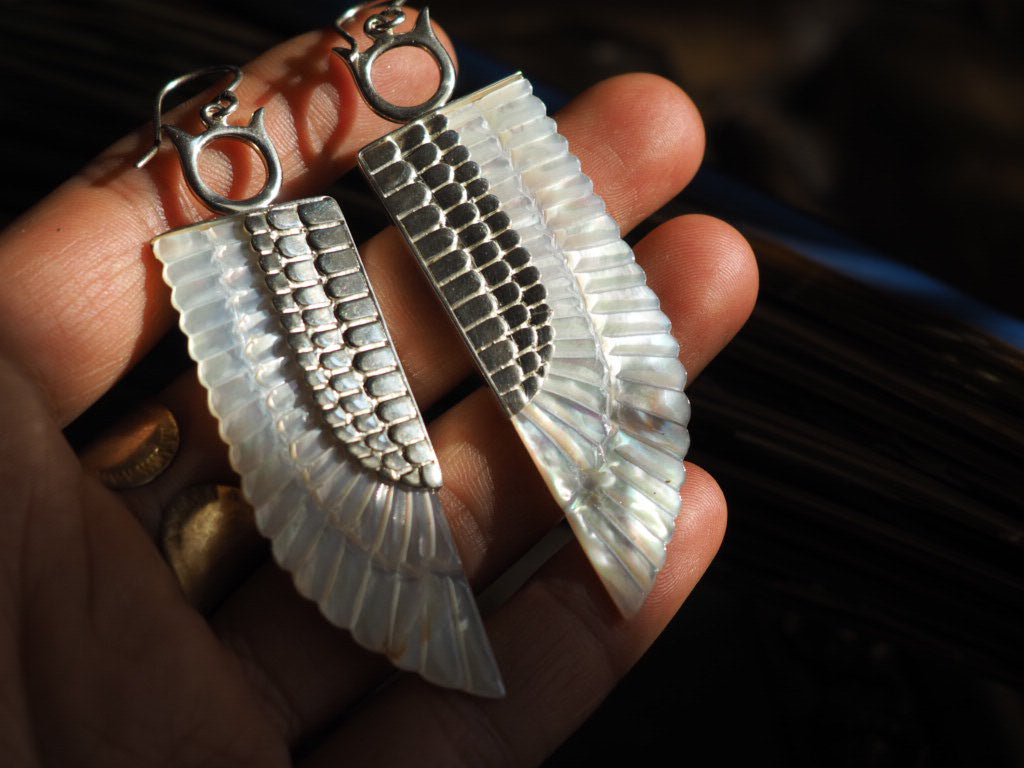 Isis moonshine wing earrings